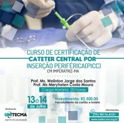 CURSO DE CATETER CENTRAL DE INSERÇÃO PERIFÉRICA (PICC): IMPLANTAÇÃO, MANUTENÇÃO E REMOÇÃO